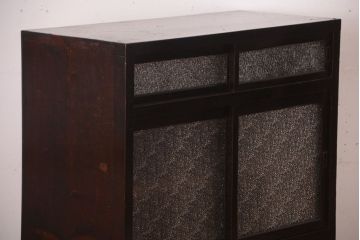 アンティーク家具　大正　和製アンティーク　引き出し付きのダイヤガラス戸棚(収納棚)