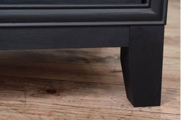 アンティーク家具　モールガラス入り!つや消しブラックペイントのカウンター戸棚