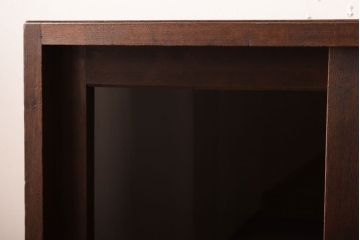 アンティーク家具　古い木の和製アンティークガラス戸棚