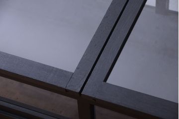 アンティーク家具　ペイント　扉(蓋)付きのアンティークガラスケース(ショーケース)