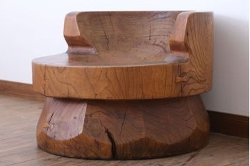 リメイク品　古い臼(うす)のアンティークチェア(椅子)(1)