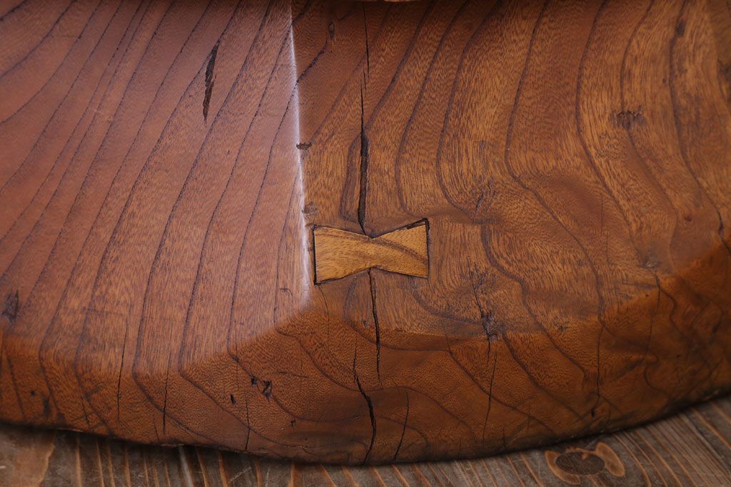 リメイク品　古い臼(うす)のアンティークチェア(椅子)(1)