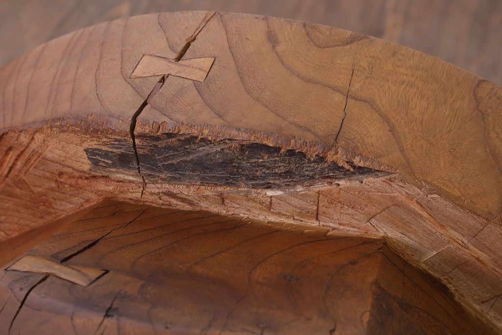 リメイク品　古い臼(うす)のアンティークチェア(椅子)(1)