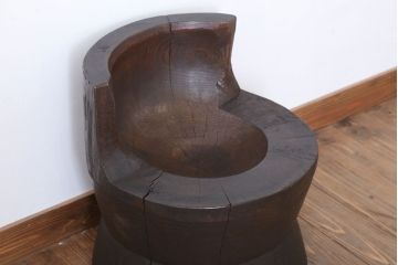 和製アンティーク 古い臼(うす)のリメイクチェア(椅子)(1)