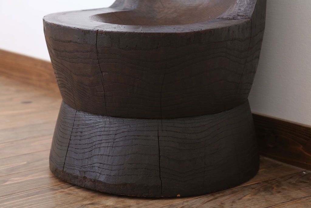 和製アンティーク 古い臼(うす)のリメイクチェア(椅子)(1)