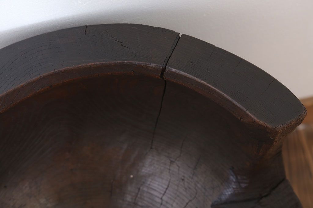 和製アンティーク 古い臼(うす)のリメイクチェア(椅子)(1)