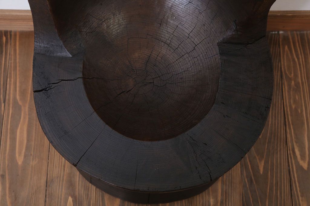 和製アンティーク 古い臼(うす)のリメイクチェア(椅子)(1)