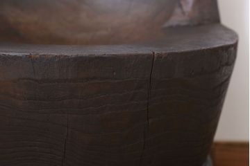 和製アンティーク 古い臼(うす)のリメイクチェア(椅子)(1)