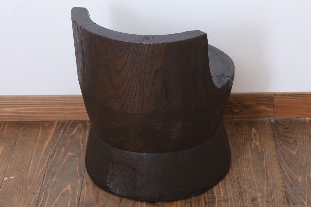 和製アンティーク 古い臼(うす)のリメイクチェア(椅子)(1)