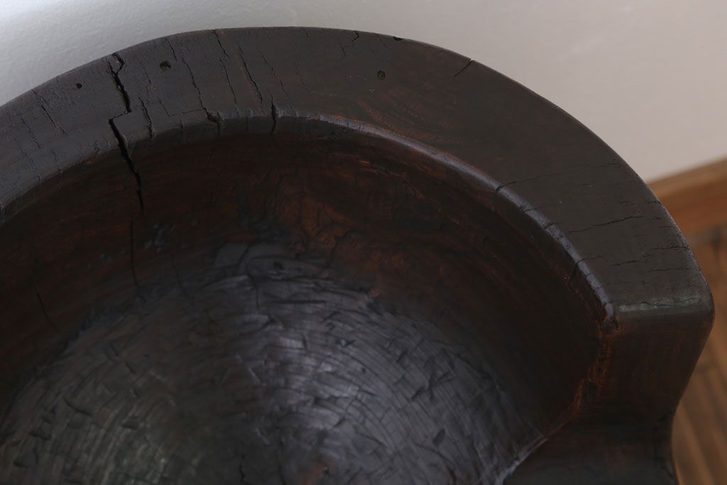 和製アンティーク 古い臼のリメイクチェア(椅子)(2)