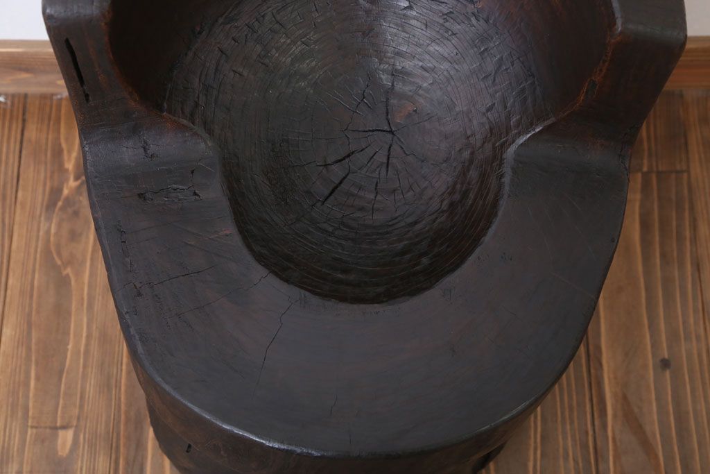 和製アンティーク 古い臼のリメイクチェア(椅子)(2)