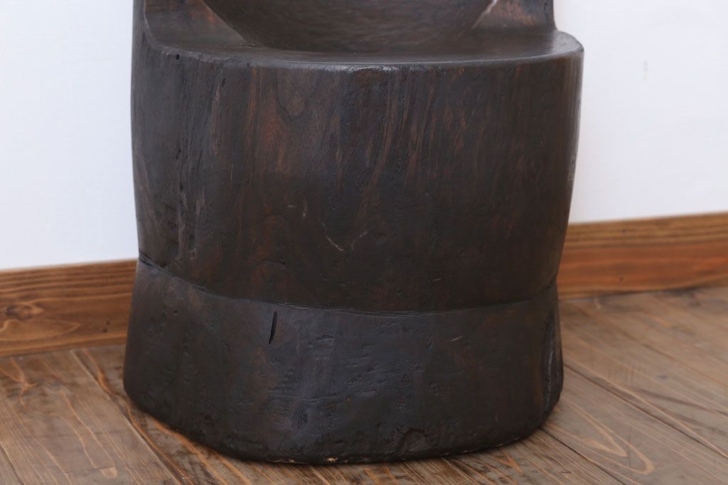 和製アンティーク 古い臼のリメイクチェア(椅子)(2)