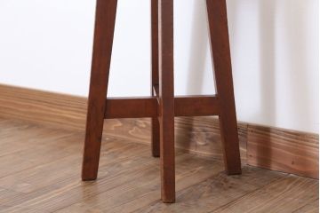 アンティーク家具　クッション座面　古い木のアンティーク丸スツール