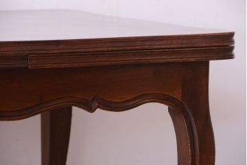 アンティーク家具　パーケット天板　ウォールナット材　フランスアンティーク　猫脚のドローリーフテーブル