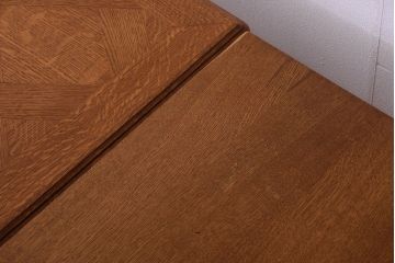 ヴィンテージ家具　フランスビンテージ　パーケット天板　オーク材　猫脚のダイニングテーブル (エクステンションテーブル)(2)
