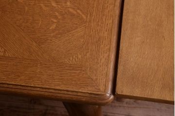 ヴィンテージ家具　フランスビンテージ　パーケット天板　オーク材　猫脚のダイニングテーブル (エクステンションテーブル)(2)