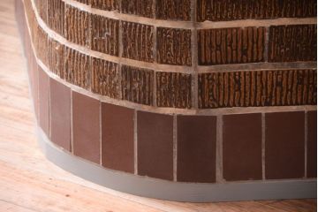 アンティーク家具　和製アンティークの小ぶりなRガラスケース(ショーケース)