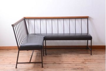 ヴィンテージ家具　シンプルデザイン　ビンテージベンチ2脚セット(ソファ)