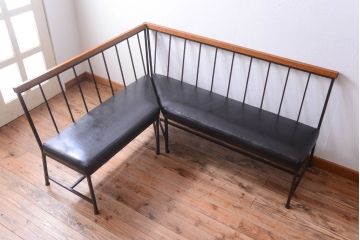 ヴィンテージ家具　シンプルデザイン　ビンテージベンチ2脚セット(ソファ)