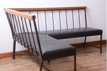 ヴィンテージ家具　シンプルデザイン　ビンテージベンチ2脚セット(ソファ)