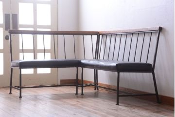 ヴィンテージ家具　シンプルデザイン　ビンテージベンチ2脚セット(ソファ)
