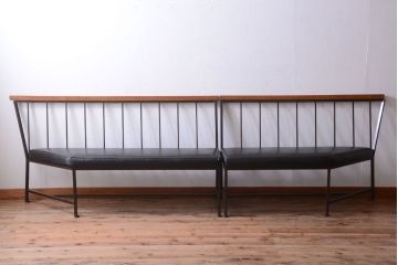 ヴィンテージ家具　シンプルデザイン　ビンテージベンチ2脚セット(ソファ)