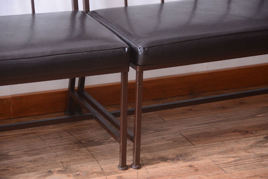 ヴィンテージ家具　シンプルデザイン　ビンテージベンチ2脚セット(ソファ)