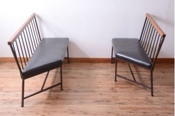 ヴィンテージ家具　シンプルデザイン　ビンテージベンチ2脚セット(ソファ)