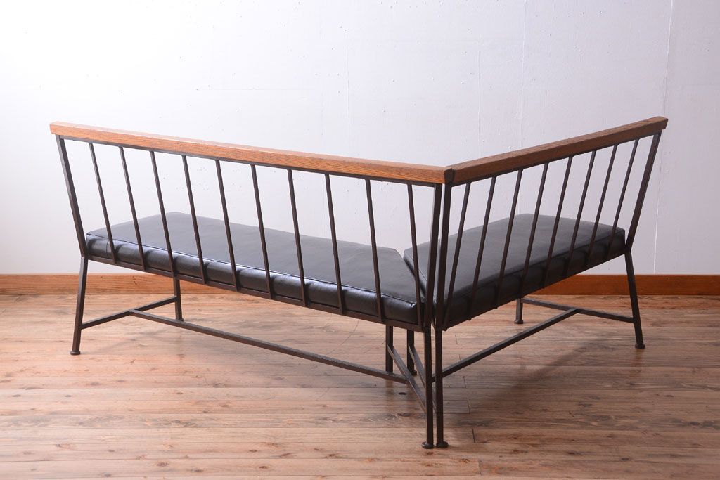 ヴィンテージ家具　シンプルデザイン　ビンテージベンチ2脚セット(ソファ)