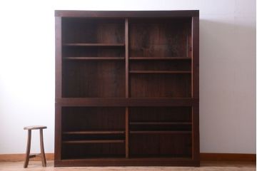 アンティーク家具　古民具・骨董　明治〜大正　横桟引き戸のアンティーク重ね水屋箪笥