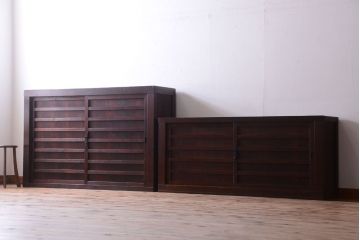 アンティーク家具　古民具・骨董　明治〜大正　横桟引き戸のアンティーク重ね水屋箪笥