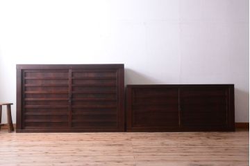 アンティーク家具　古民具・骨董　明治〜大正　横桟引き戸のアンティーク重ね水屋箪笥