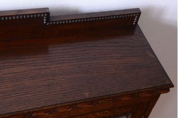アンティーク家具　オーク材製!ステンドグラスが美しいイギリスアンティークのキャビネット(収納棚・戸棚)