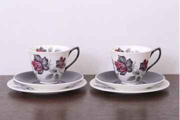 アンティーク雑貨　イギリス　Royal Albert(ロイヤルアルバート) MASQUERADE(マスカレード)シリーズ　カップ&ソーサー2客セット(洋食器)