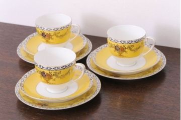 アンティーク雑貨　オールドノリタケ　海外(英国)輸出品　マルキ　カップ&ソーサー3客セット(洋食器)(1)