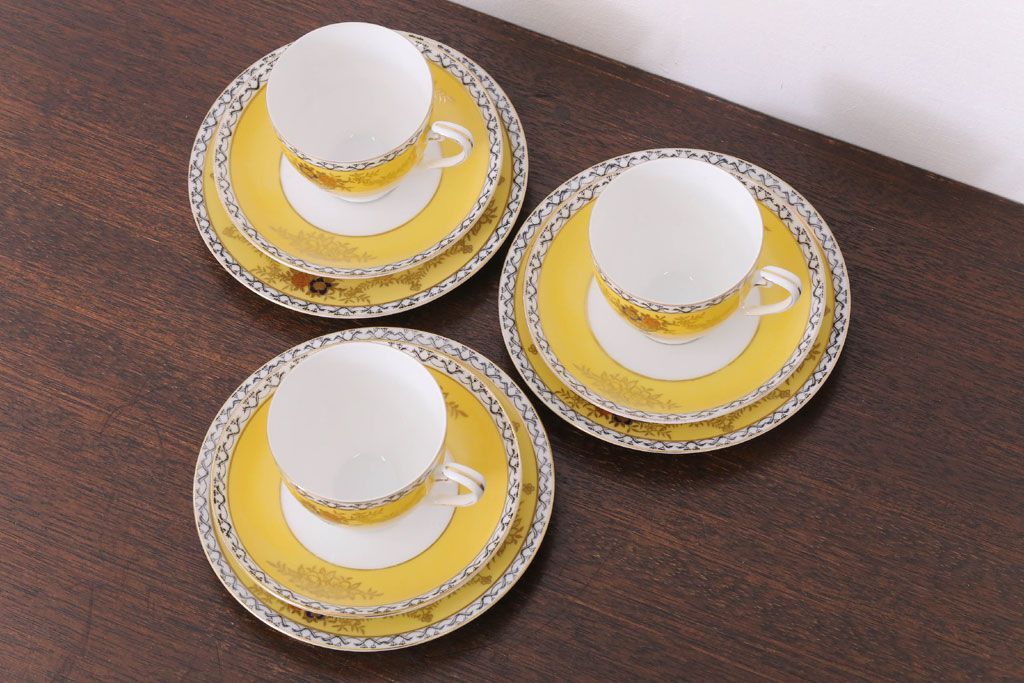 アンティーク雑貨　オールドノリタケ　海外(英国)輸出品　マルキ　カップ&ソーサー3客セット(洋食器)(1)