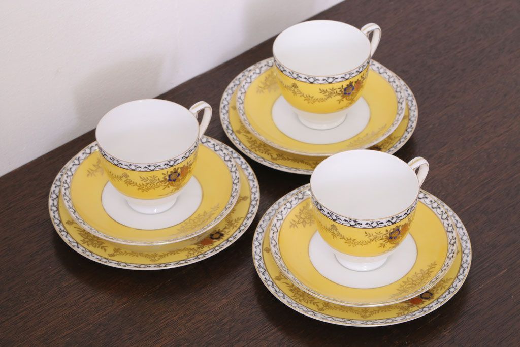 アンティーク雑貨　オールドノリタケ　海外(英国)輸出品　マルキ　カップ&ソーサー3客セット(洋食器)(1)
