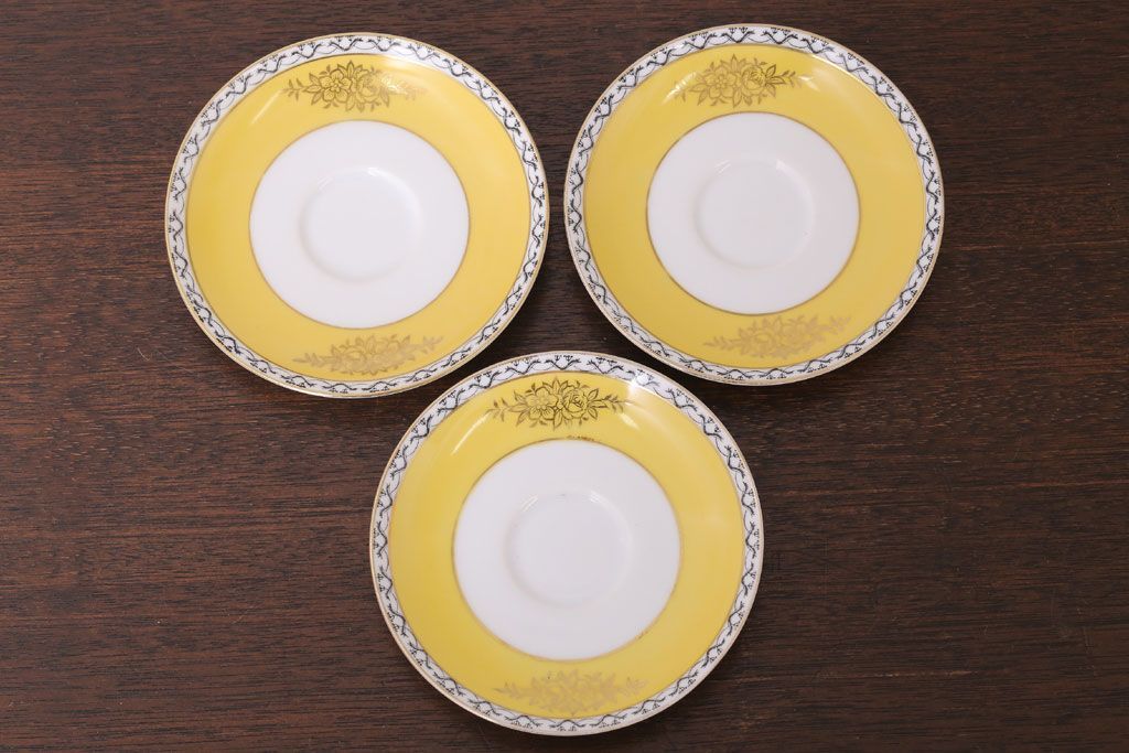 アンティーク雑貨　オールドノリタケ　海外(英国)輸出品　マルキ　カップ&ソーサー3客セット(洋食器)(1)