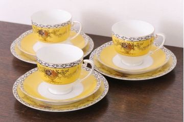 アンティーク雑貨　オールドノリタケ　海外(英国)輸出品　マルキ　カップ&ソーサー3客セット(洋食器)(2)