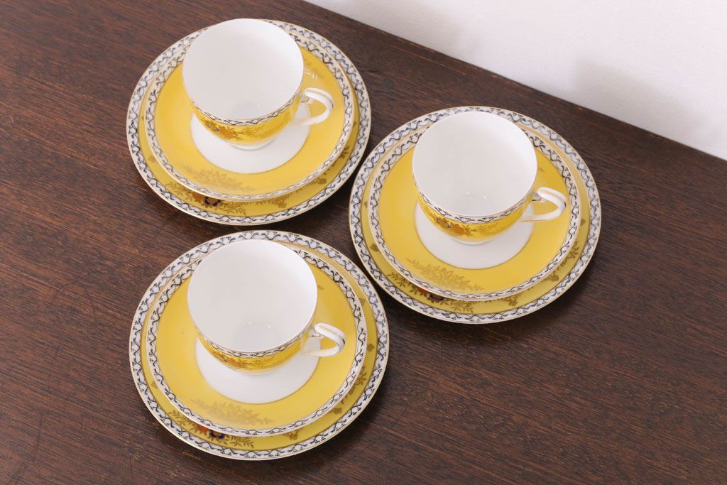 アンティーク雑貨　オールドノリタケ　海外(英国)輸出品　マルキ　カップ&ソーサー3客セット(洋食器)(2)