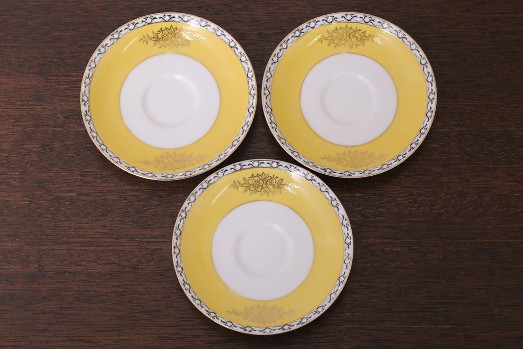 アンティーク雑貨　オールドノリタケ　海外(英国)輸出品　マルキ　カップ&ソーサー3客セット(洋食器)(2)