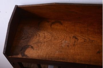 アンティーク家具　格子扉!古いナラ材の和製アンティーク戸棚(収納棚・本箱)