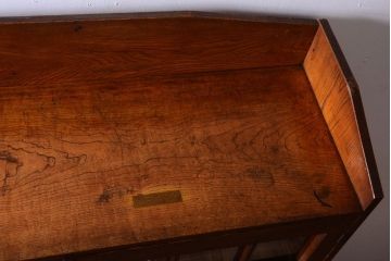 アンティーク家具　格子扉!古いナラ材の和製アンティーク戸棚(収納棚・本箱)