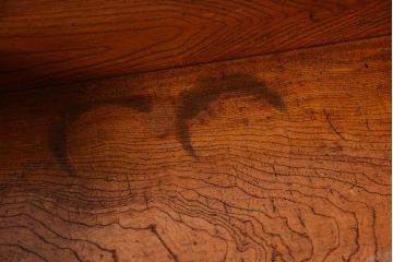 アンティーク家具　格子扉!古いナラ材の和製アンティーク戸棚(収納棚・本箱)