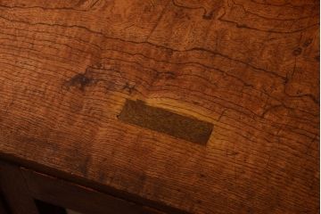 アンティーク家具　格子扉!古いナラ材の和製アンティーク戸棚(収納棚・本箱)