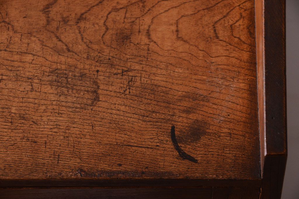 アンティーク家具　格子扉!古いナラ材の和製アンティーク戸棚(収納棚・本箱)