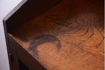 アンティーク家具　格子扉!古いナラ材の和製アンティーク戸棚(収納棚・本箱)