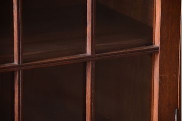 アンティーク家具　格子扉!古いナラ材の和製アンティーク戸棚(収納棚・本箱)