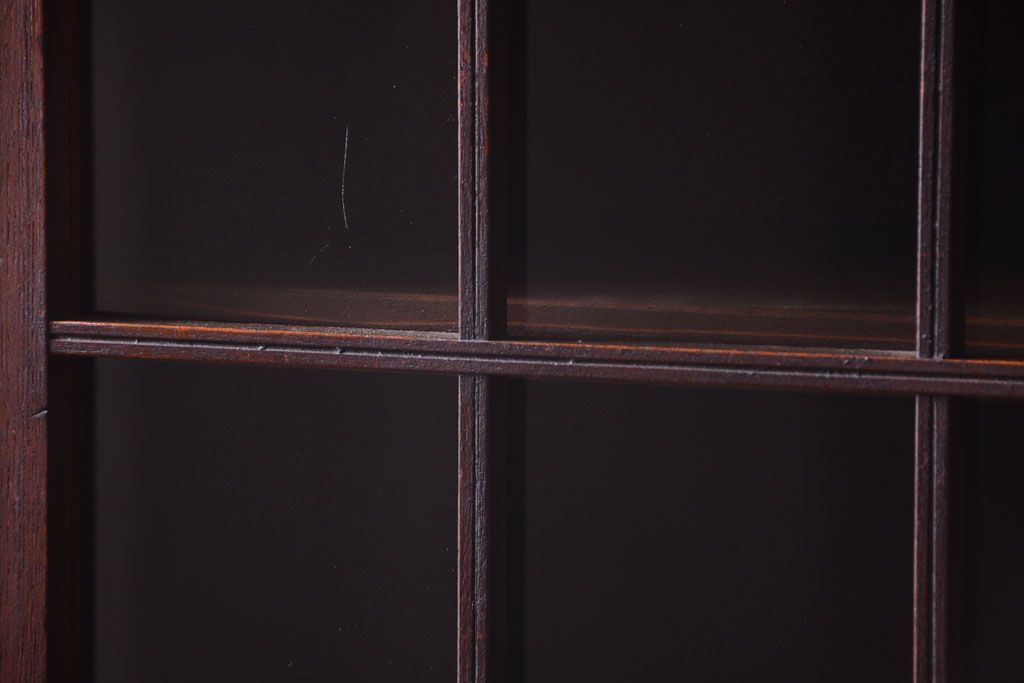 アンティーク家具　格子扉!古いナラ材の和製アンティーク戸棚(収納棚・本箱)