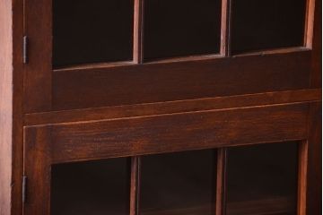 アンティーク家具　格子扉!古いナラ材の和製アンティーク戸棚(収納棚・本箱)